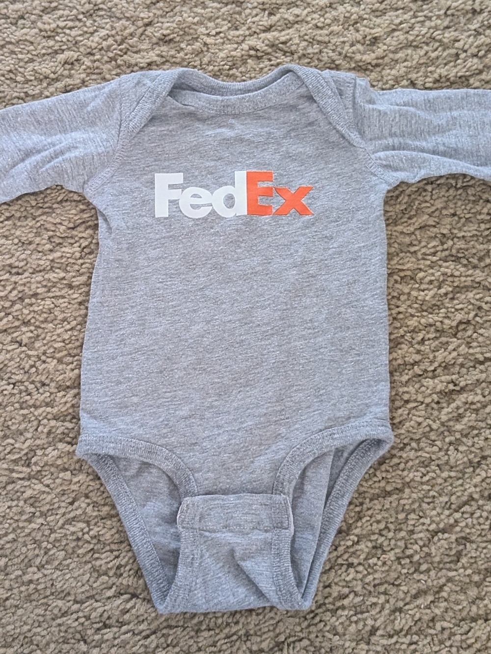 FedEx Corporate Logo Heather Grey Long Sleeve Baby Onesie Bodysuit